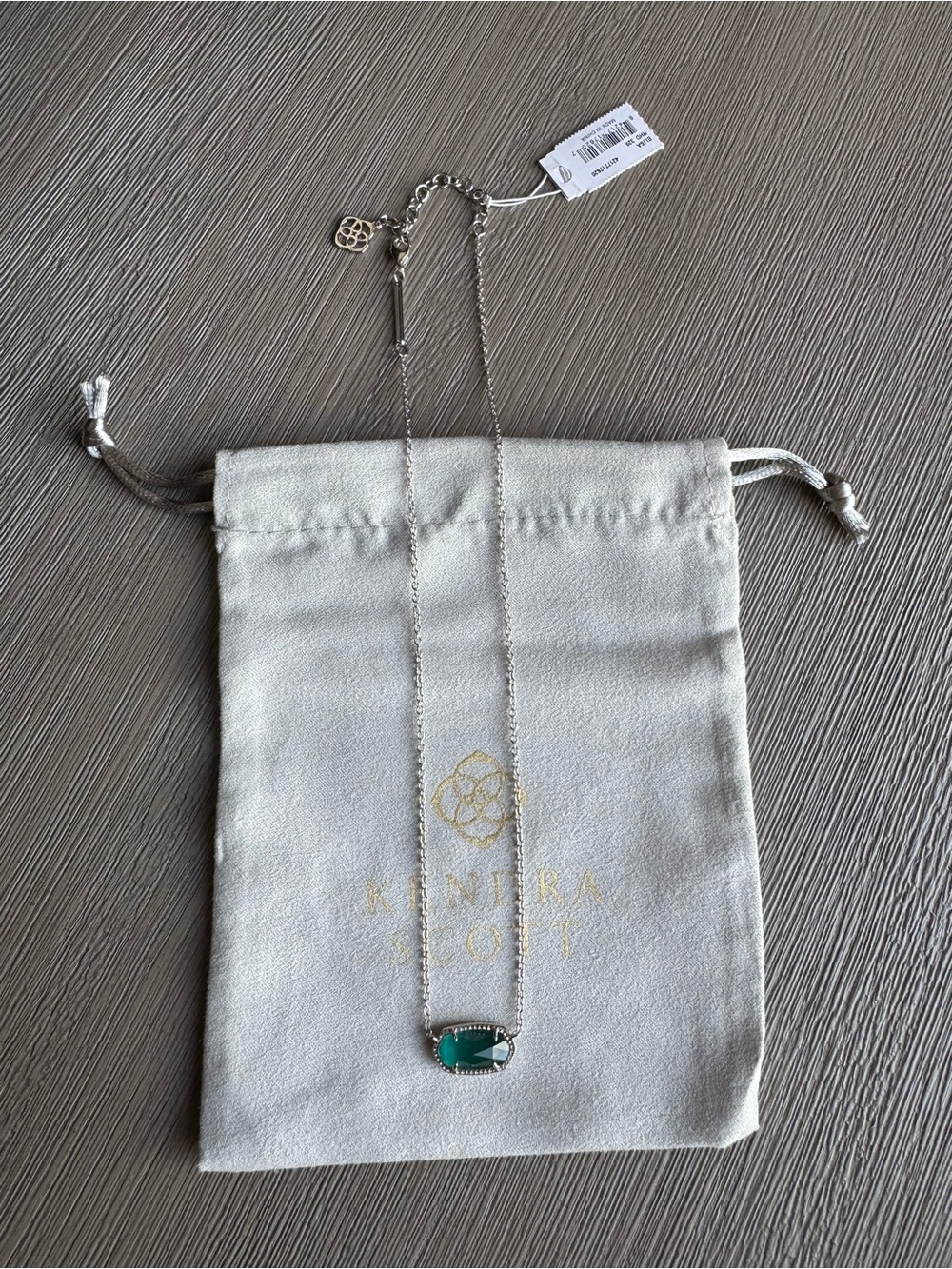 NEW Kendra Scott “Elisa” Silver Necklace w/ Green/Teal Oval Pendant